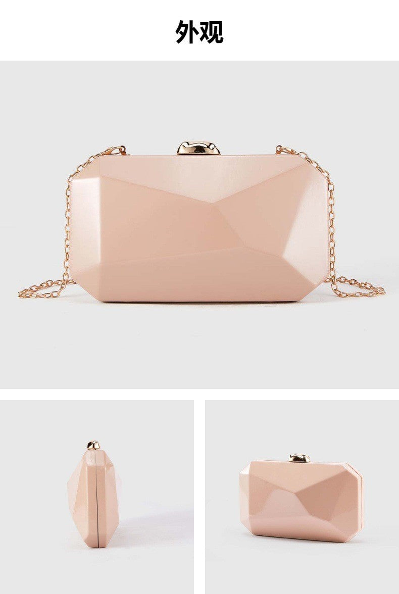 Fashion Clutch Bags for Women Glossy PU Evening Purse Burgundy Geometric Shape Female Handbag Special Valentine's Day Gift