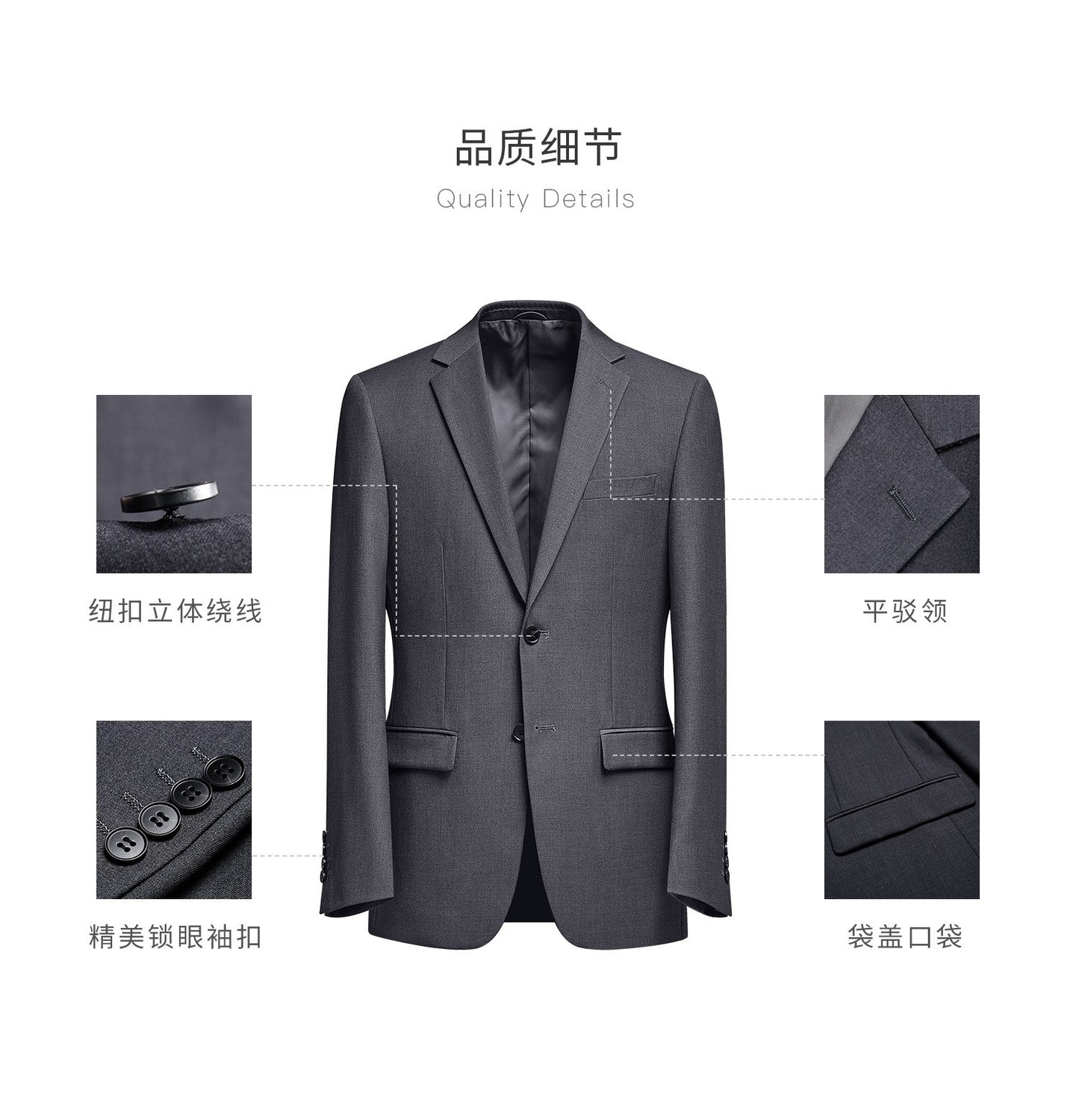 Suit Men (Blazer+Pants) Fashion Business Casual Slim-fit Formal Dress Banquet Work English Style Evening Dress Solid Color Suit