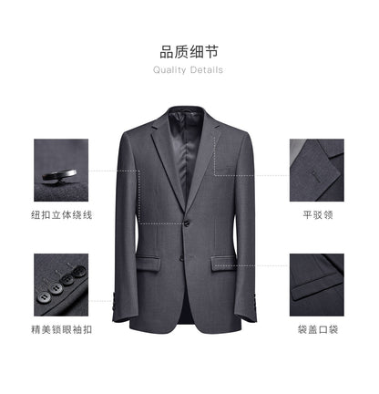 Suit Men (Blazer+Pants) Fashion Business Casual Slim-fit Formal Dress Banquet Work English Style Evening Dress Solid Color Suit