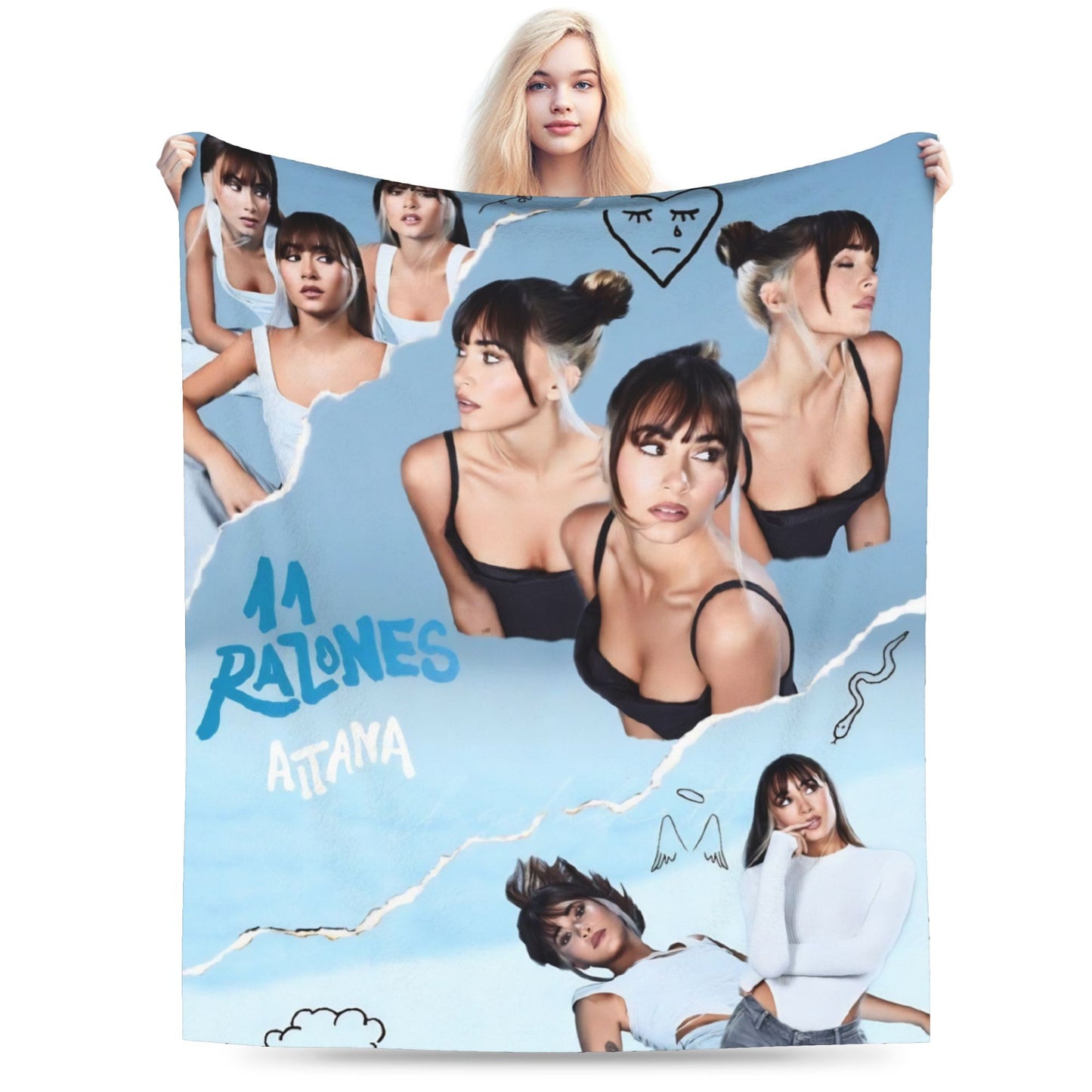 Aitanaed Singer Alpha Album Cobertores Ultra-Macios de Lã Coral de Pelúcia, Presente Relaxante, Mantas, Colchas