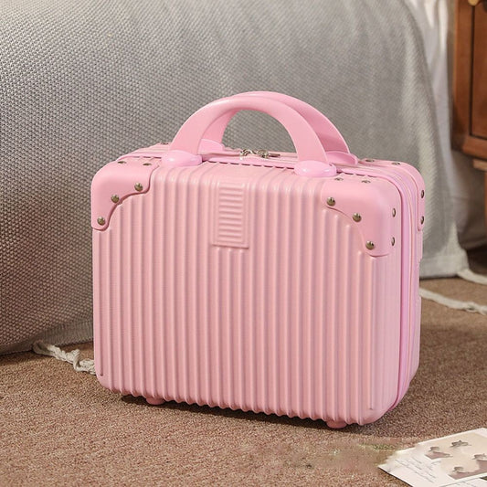 Hot Cosmetic Box 14 inch Mini Travel Suitcase Cosmetic Box Hand Luggage Organizer Makeup Case Small Password Box Boarding Case