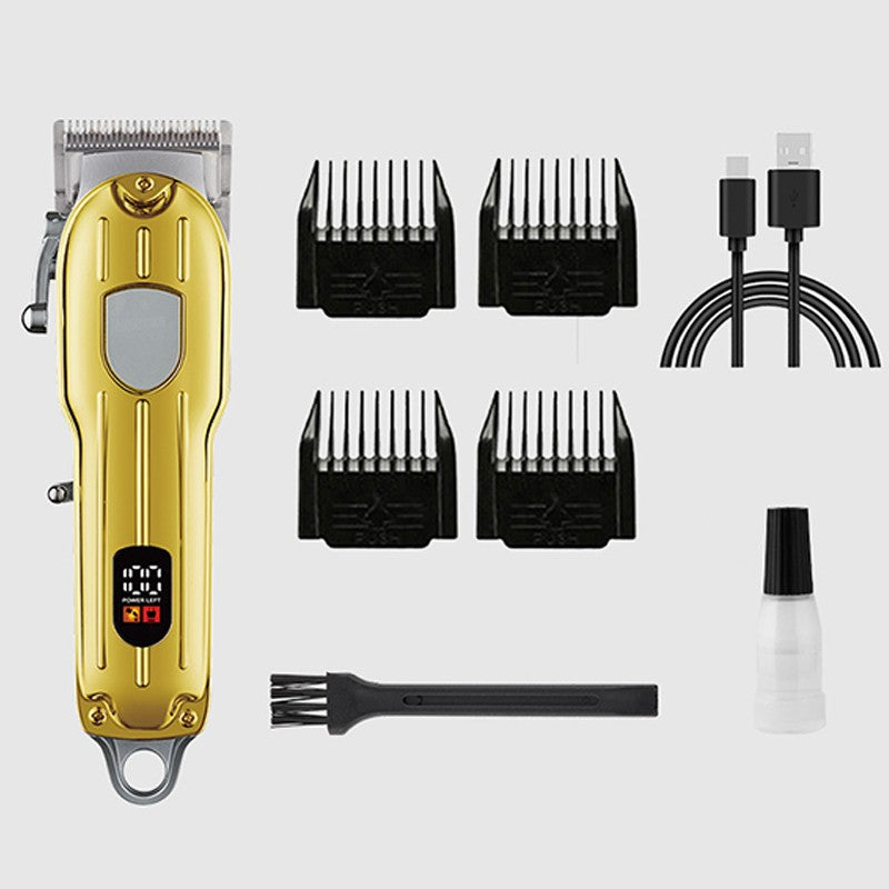 Rechargeable Electric Hair Clipper Powerful Long-Lasting Metal Display Hair Trimmer Professional Shaving Machine Men's Grooming
