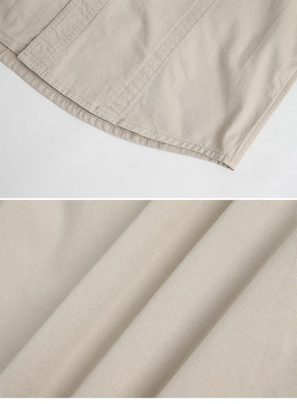 Men Loose Long-sleeved Shirt. New Solid Color Shirt for Middle-aged and Young People in Europe and America in Spring and Autumn