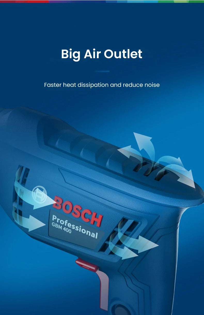 Furadeira Manual Elétrica Bosch, Chave de Fenda Elétrica, Ferramenta Doméstica Pequena de Velocidade Única, Multifuncional GBM400KL, Travamento Automático
