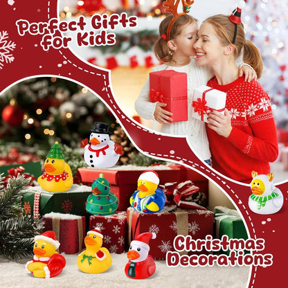 12-100pcs Christmas Rubber Ducks Bulk?Jeep Duckies Toys for for Kids Christmas Decor, Xmas Stocking Stuffers, Gift Exchange