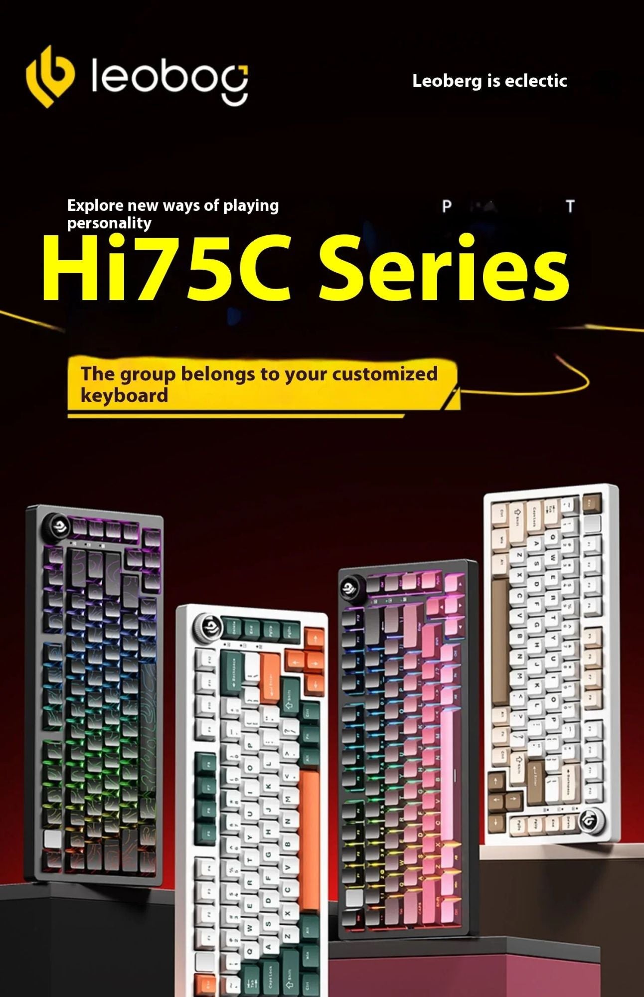 Leobog Hi75C Hi75 Hi75C Pro Kit de Teclado Mecânico Customizado de Alumínio Sem Fio para Jogos Bluetooth 2.4G Teclado Gamer com Hotswap com Fio