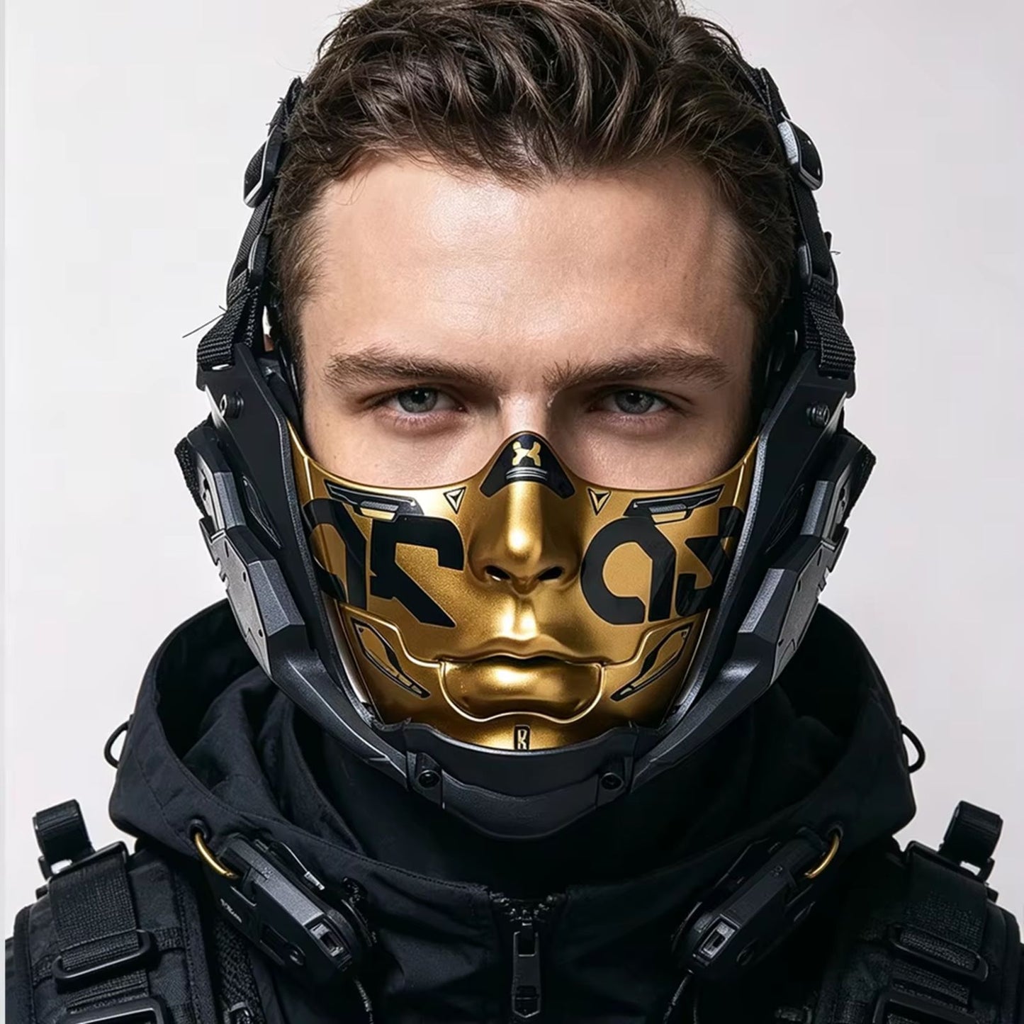 14 Color Two Sizes Cyberpunk Half Face Mask Halloween Cosplay Mask Adjustable Strap Breathable Comfort Party Costume Face Cover