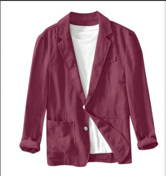 Stylish Retro Linen Blazer for Men Casual Business Formal Wear, Youthful and Loose Suit Jacket -70% Linen, 30% Cotton -8 Colors