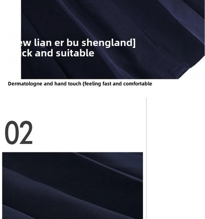Spring Hot Sale Of The Season Women's Basic JK Uniform Skirt A- Line Elastic Waist Dark Blue Pleated Skirt College Style Half-le