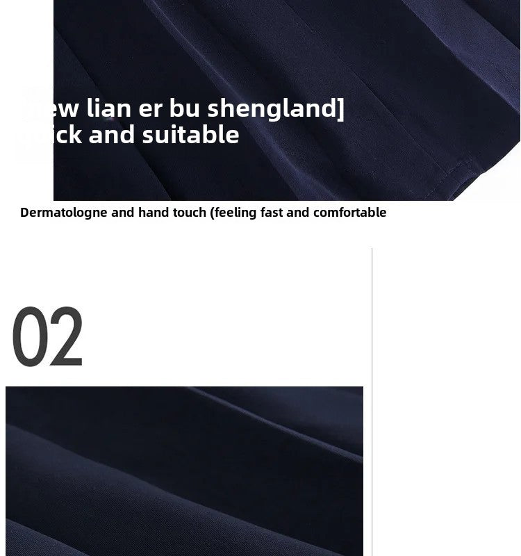 Spring Hot Sale Of The Season Women's Basic JK Uniform Skirt A- Line Elastic Waist Dark Blue Pleated Skirt College Style Half-le