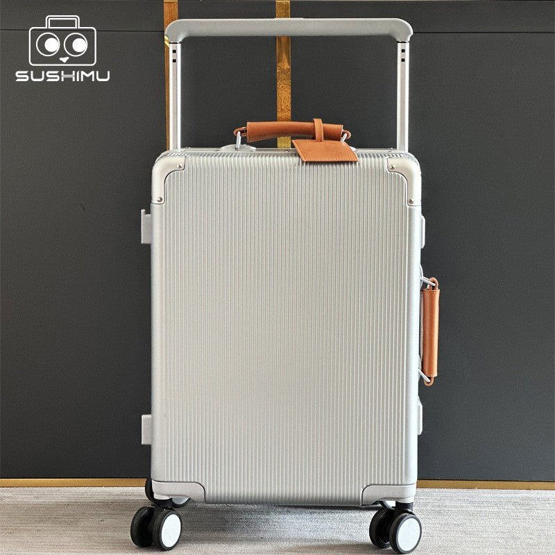 Mala de viagem sushimu com alça larga, para homens, 20/24 polegadas, bagagem de mão para mulheres, mala de rodinhas com estrutura de alumínio e policarbonato