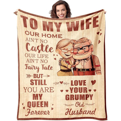 [SummerVibes] CLASSIC Wife Blanket Gifts for Wife on Mothers Day To My Wife Soft Throw Blanket Christmas Birthday Present for Wife From Husband Romantic Gifts for Her,All-Season Universal Blanket