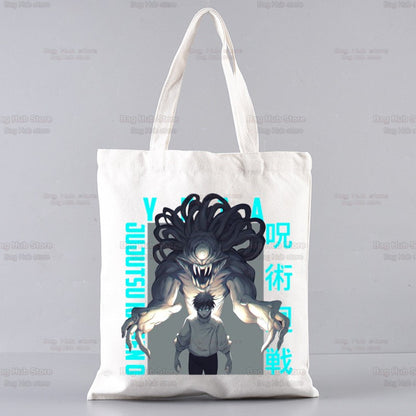 Jujutsu Kaisen Cartoon Shopping Bag Ryomen Sukuna Itadori Yuji Bolsas De Tela Shopper Okkotsu Yuta Gojo Satoru Shopping Jute Bag