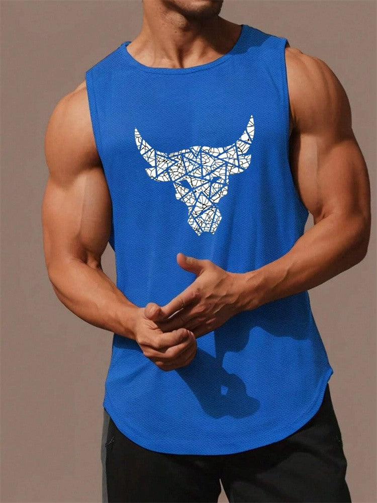 New Men's Outdoor Casual T-Shirt Gym Exercise Sleeveless Shirt Mens Summer Loose