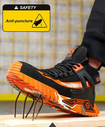 Steel Toe Anti-smash  Anti-Puncture Safety Shoes Men Lightweight Slip Resistant Work Shoes Comfortable Breathable Work Boots Men