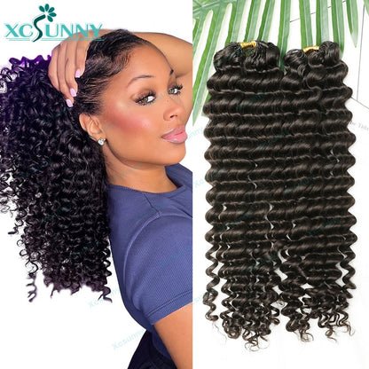 Deep Wave Feather Crochet Human Hair Pre Separated Knotless Crochet Human Hair Extensions For Braids No Shedding Can Be Reused