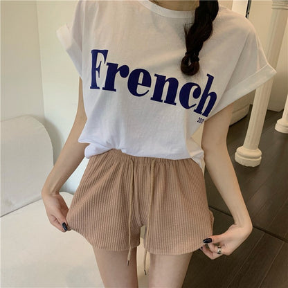 2025 New Summer Sports Shorts Women's Korean High Waist Loose Large tudent Youth Home Sleepwear Running Yoga Shorts