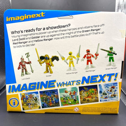 Novo Pacote Imaginext Power Rangers Verde Amarelo Vermelho Goldar Lord Zedd Heróis Vilões Bonecos Articulados c/ Armas Modelos Brinquedos