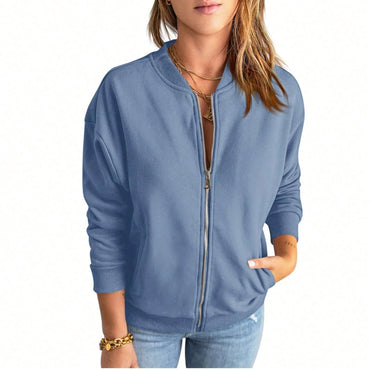 Fisoew women's Quilted Zip Up Jacket Oversized Long Sleeve Party Coat Warm Slim Fit