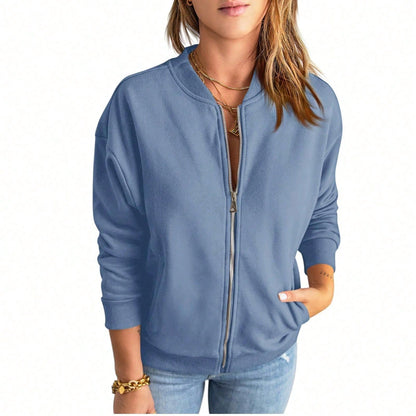 Fisoew women's Quilted Zip Up Jacket Oversized Long Sleeve Party Coat Warm Slim Fit