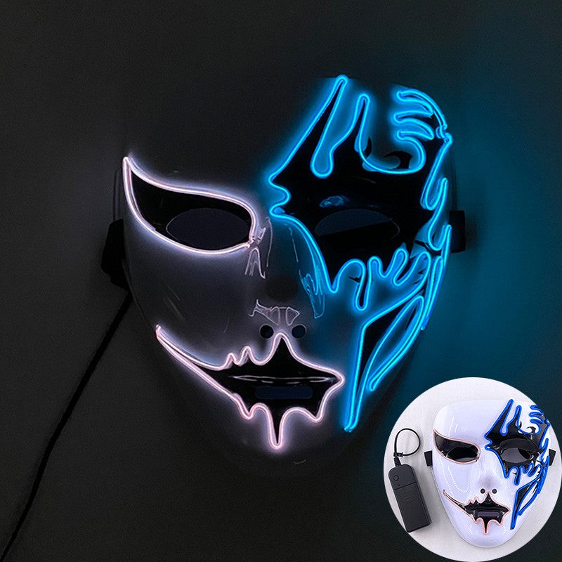 Shuffle Dance Mask Luminous Purge Mask Devil Glowing Masquerade Cosplay Mask for Halloween Horror Haunted House Props