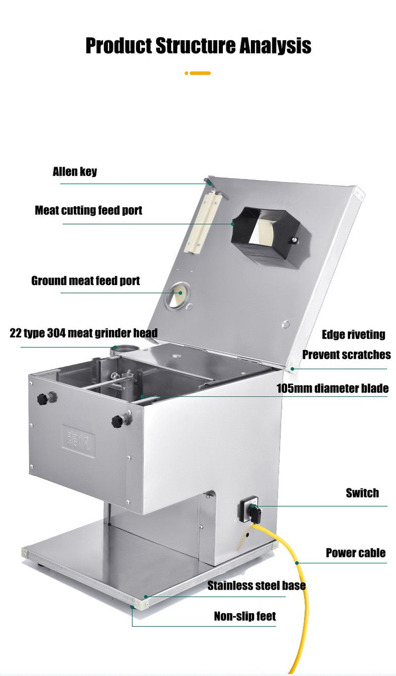 Moedor de carne elétrico de uso intenso de 120 kg/h, 110 V 240 V, para restaurante, açougue, cozinha, máquina de moer salsicha e carne bovina