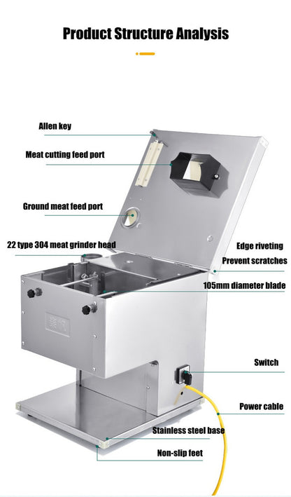 Moedor de carne elétrico de uso intenso de 120 kg/h, 110 V 240 V, para restaurante, açougue, cozinha, máquina de moer salsicha e carne bovina