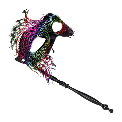 Half-face Handheld Masquerade Masks Masquerade Ball Props Carnival Party Lace Peacock Mask Costume Party Deecor with Stick