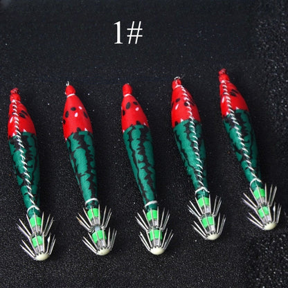 Ackibbik 5 unidades 10cm/ 6g Anzol de Lula Luminoso Isca de Camarão para Água Salgada para Pesca de Polvo e Choco