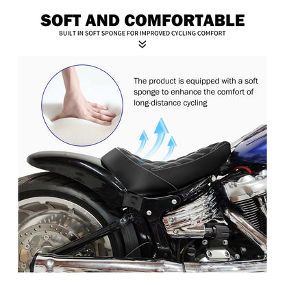 Banco Solo Low Profile Para Piloto De Motocicleta Com Almofada Diamante Para Harley Softail Fatboy Breakout FLSTF FXBRS 2018-2021 2022 2023 Preto