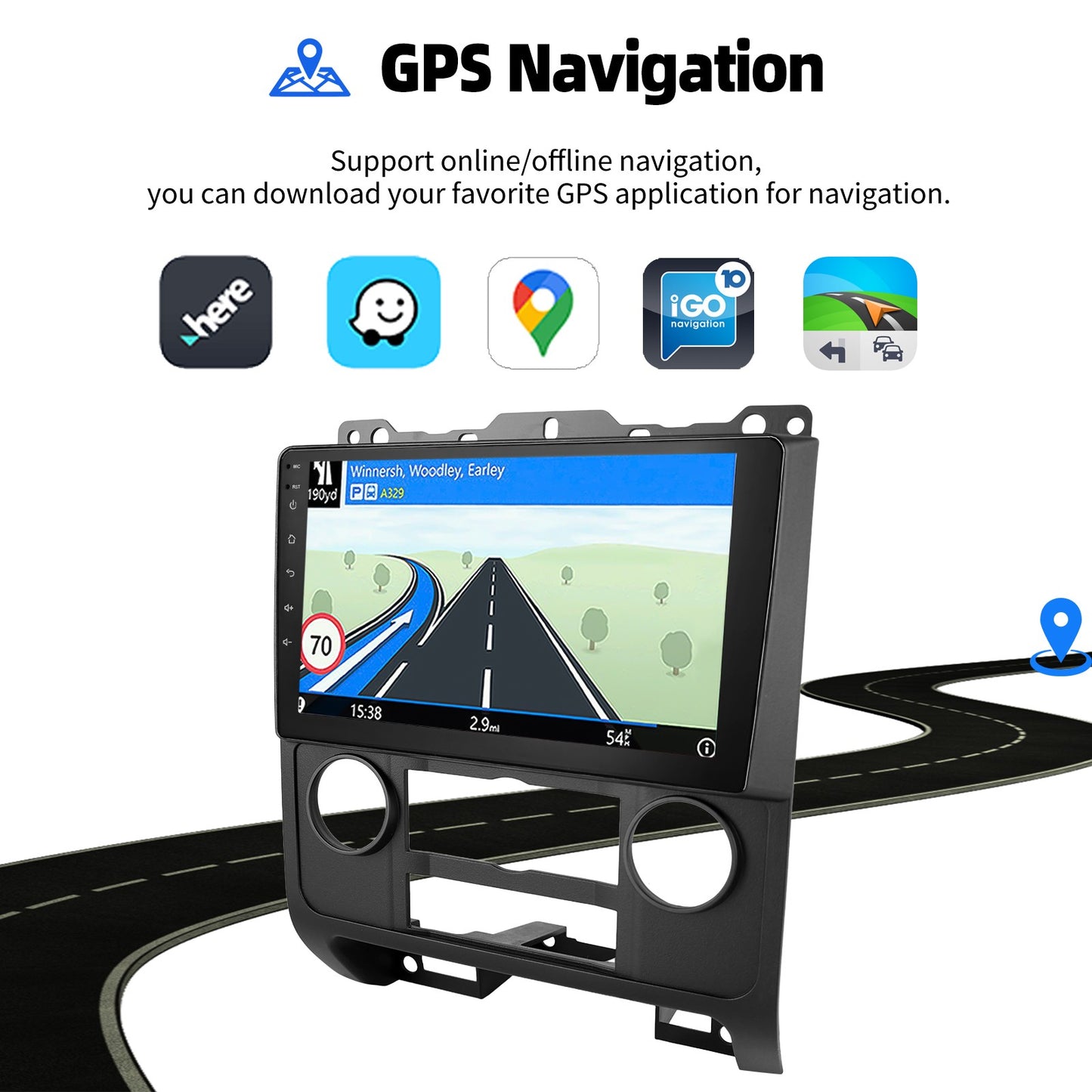 9" Car Stereo Radio For Ford Escape 2007-2012 Apple Carplay GPS Navigation WIFI 2G+32G Android 14 SWC Bluetooth FM/RDS Head Unit