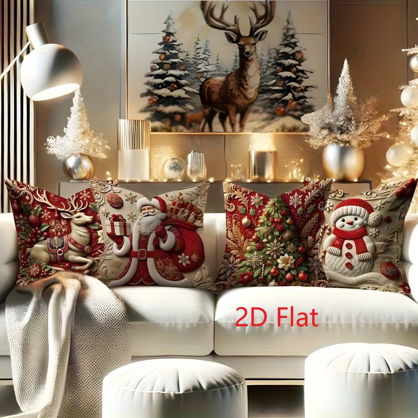 1pcs 2D Christmas Pillow Cover Xmas Party Decoration 2025 Xmas Holiday Santa Claus Pillow Cover Navidad Natal New Year Gift 2026