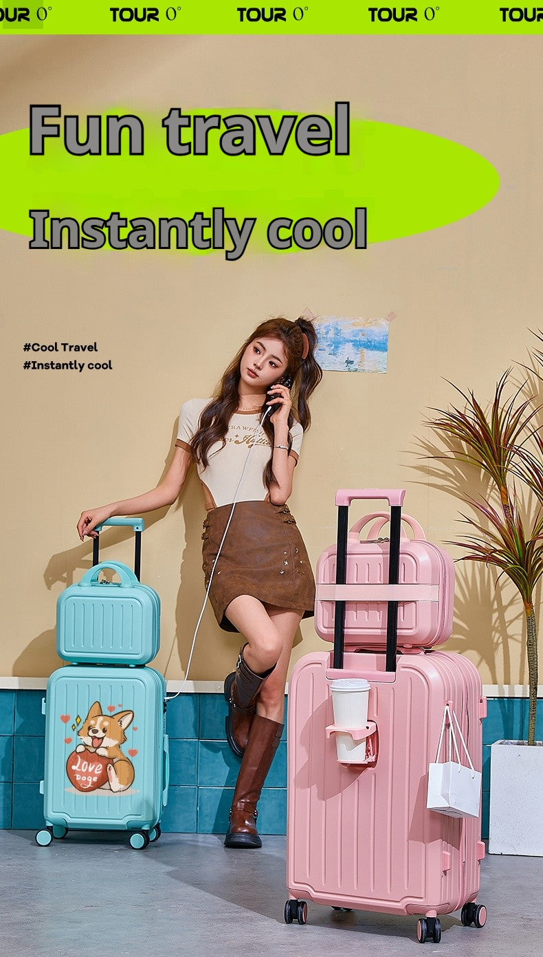 Mala de Viagem Nova Design com Porta-copos Mala Feminina de Bordo Mala de Viagem Feminina Conjunto de Malas de Viagem de 20 a 28 Polegadas Conjunto de Malas de Bordo em PC