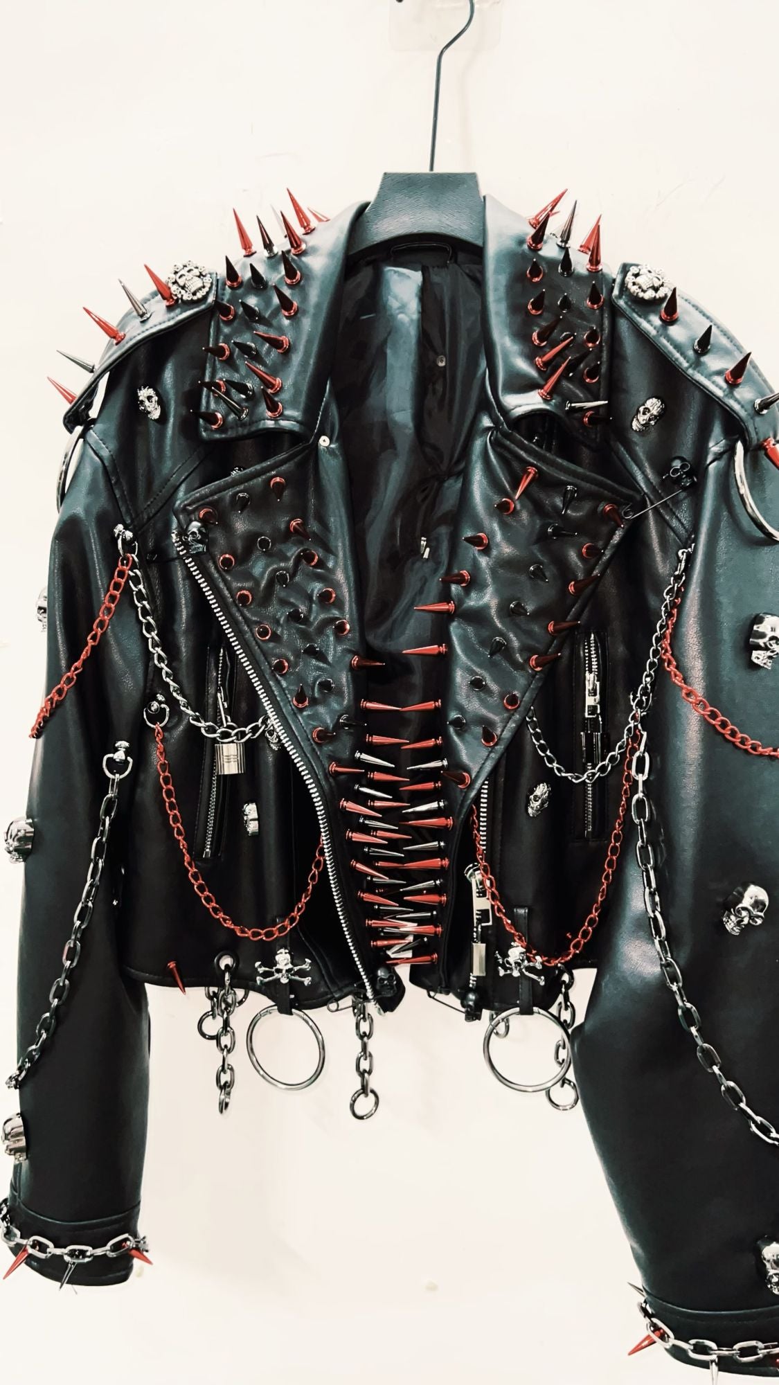 vintage Leather jacket Gothic Leather jacket Punk Leather jacketoversizeLeather jacket Rivet Leather jacket skull Leather jacket