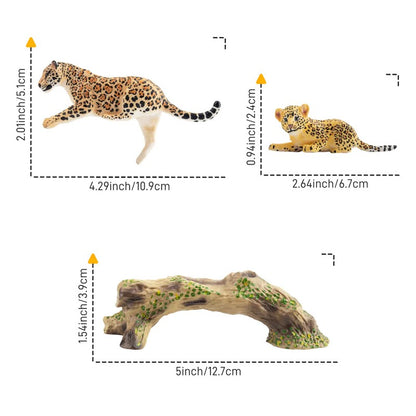 7Pcs Simulation Cheetah Family Wildlife Animal Model Toy Mini Jaguars Figures Dolls Action Figurines Toys for Children Set Gift