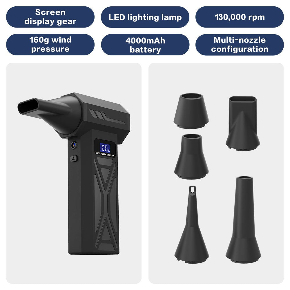 Turbo Fan Wind Pressure Powerful Turbo Air Blower With LED Light Wireless Dust Blower High Speed Jet Blower Vacuum Turbo Jet Fan