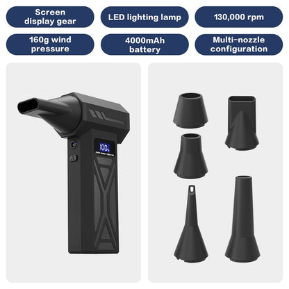 Turbo Fan Wind Pressure Powerful Turbo Air Blower With LED Light Wireless Dust Blower High Speed Jet Blower Vacuum Turbo Jet Fan