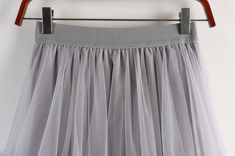 TIGENA Tutu Tulle Long Skirt for Women 2023 New Summer Korean Aesthetic Cute Irregular Mesh High Waist Maxi Skirt Female Purple