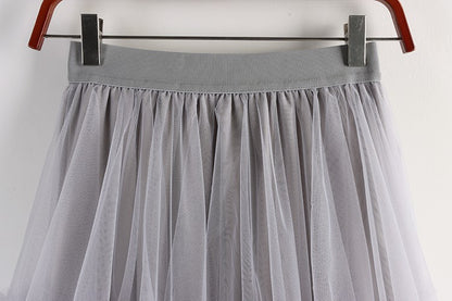 TIGENA Tutu Tulle Long Skirt for Women 2023 New Summer Korean Aesthetic Cute Irregular Mesh High Waist Maxi Skirt Female Purple