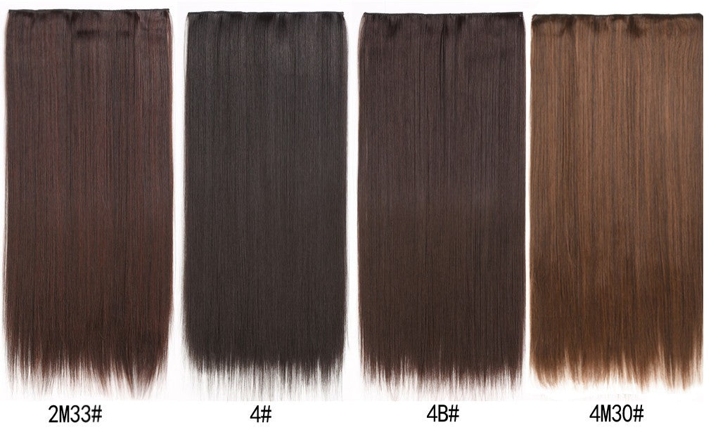 16 Presilhas em Extensões de Cabelo 60cm de Comprimento Liso Sintético Loiro Preto Peças de Cabelo Resistente ao Calor Cabelo Falso 6 Peças/Conjunto