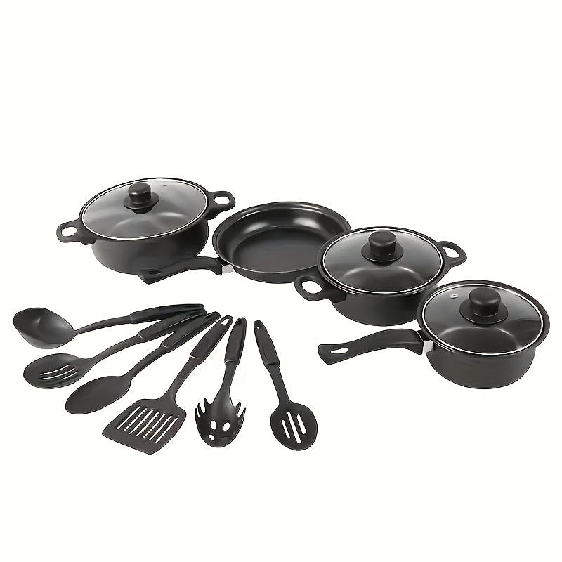 13PCS Nonstick Cookware Set Induction Compatible Pots and Pans with Frying Pan & Utensils for Kitchen and Outdoor Cooking