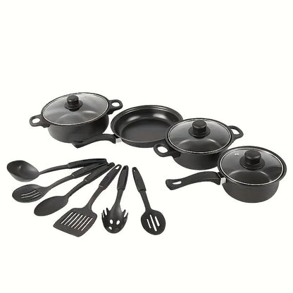 13PCS Nonstick Cookware Set Induction Compatible Pots and Pans with Frying Pan & Utensils for Kitchen and Outdoor Cooking