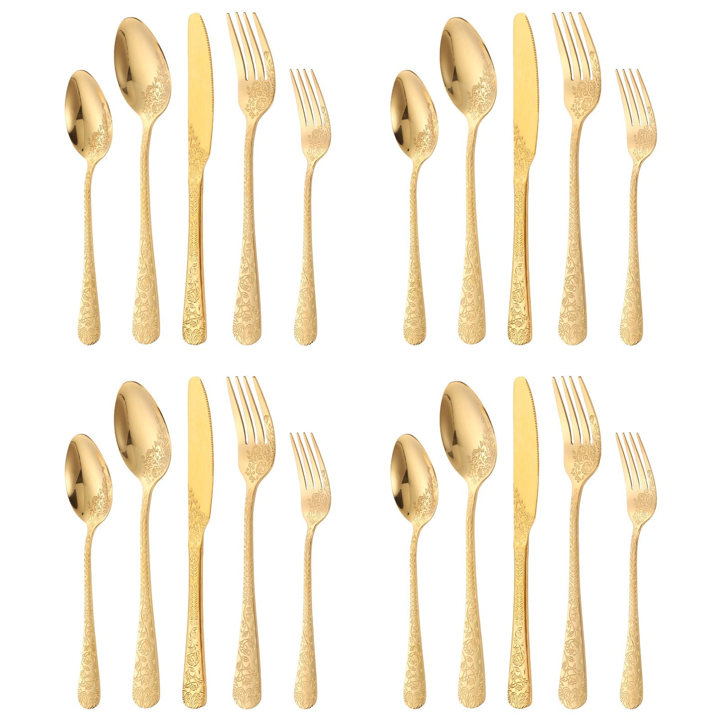 20/24 Peças Conjunto de Utensílios de Aço Inoxidável Conjunto de Talheres Florais Garfo Colher e Faca Kits de Utensílios de Cozinha para Restaurante