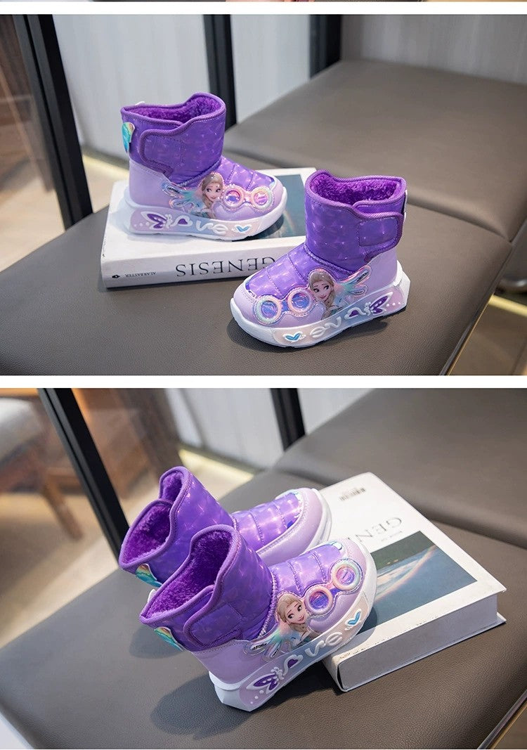 Disney Winter Children Shoes Plush Waterproof Non-Slip Girl Frozen Princess Elsa Shoes Snow Boots Fashion Warm Outdoor Boots