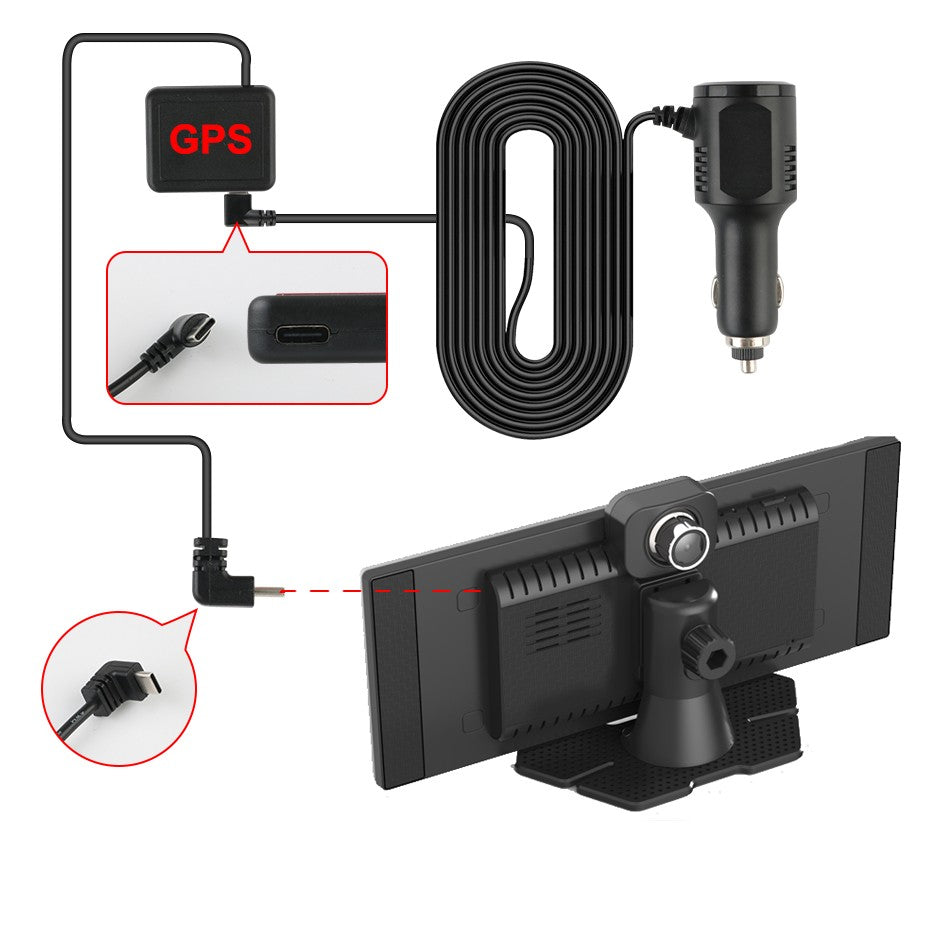 Gravador de Vídeo DVR 4K de 10/11,26 Polegadas com CarPlay e Android Auto Sem Fio, Câmera Veicular, Áudio Bluetooth, Navegação GPS e Duas Lentes para Painel