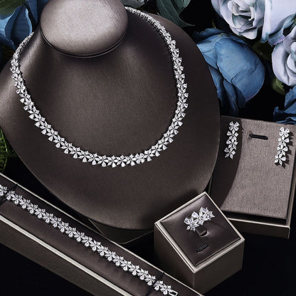 Conjunto de joias de zircônia cúbica de quatro peças, novo para 2023, para noivas, festa feminina, luxo Dubai cristal casamento, campeão de vendas na Ásia Central