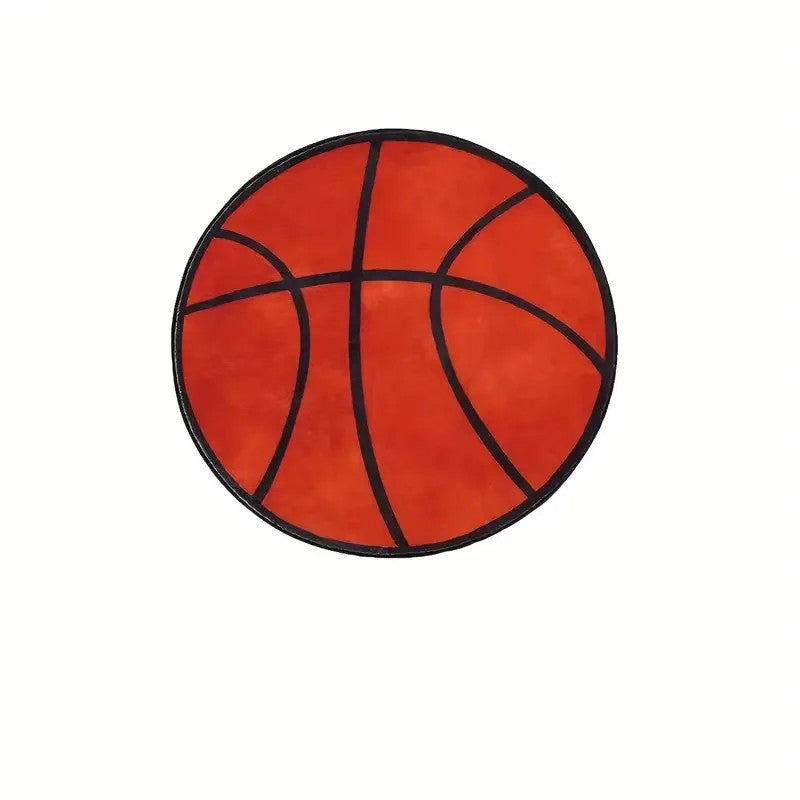 VIKAMA Basketball Pattern Round Rug Non-Slip Washable Home Decor Living Room Sofa Decor Boys Bedroom Plush Floor Mats