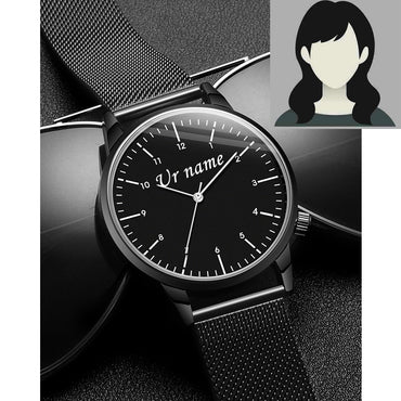 Free Personalized Engrave with Your Name Logo Text Men's Women's Mesh 3 ATM Water Resistant Wristwatch Customized Wrist Watch