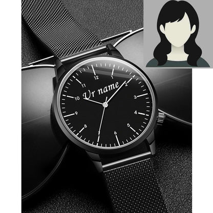 Free Personalized Engrave with Your Name Logo Text Men's Women's Mesh 3 ATM Water Resistant Wristwatch Customized Wrist Watch