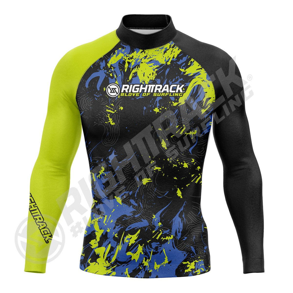 Hot Men's Rashguard Surfing Shirt Camo Lycra Fabrics RIGHTTRACK Surf Sportswear Beach UV Swimwear UPF50+ Clothes
